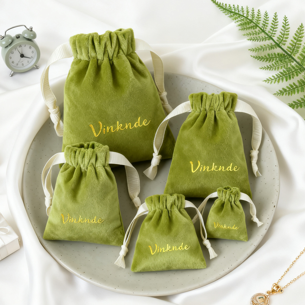 Velvet Jewelry Box - 50Pcs Custom Logo Luxury Matcha Green