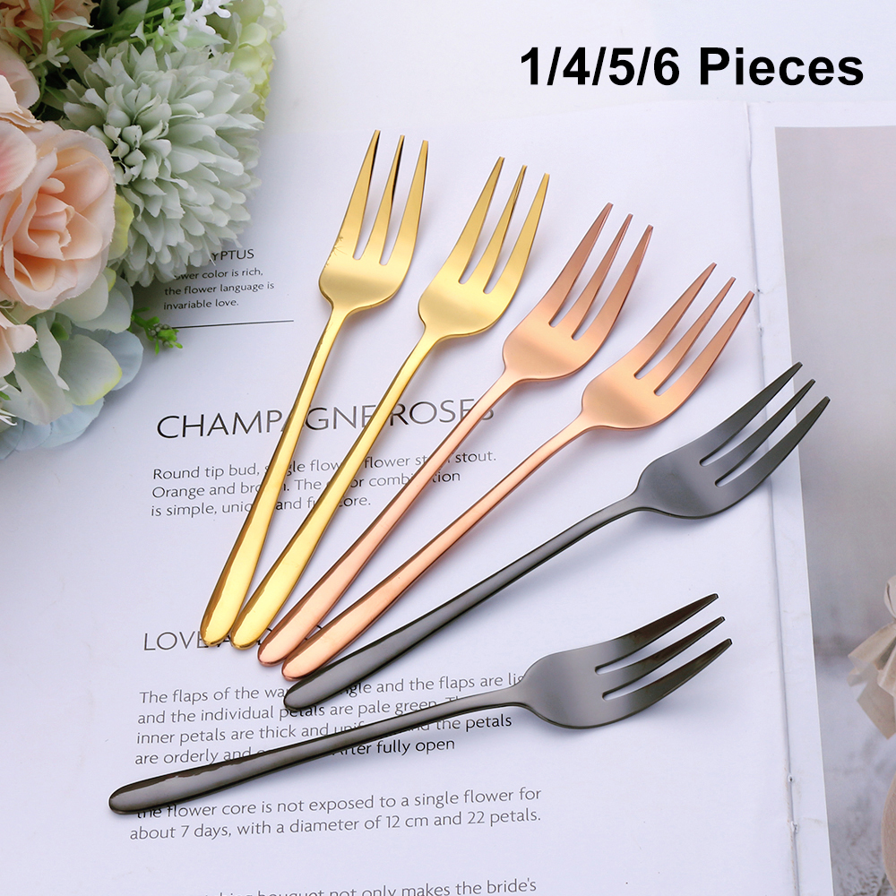 Gold Plated Cutlery - 1/4/5/6Pcs Tea Forks Fruit Fork Stainless