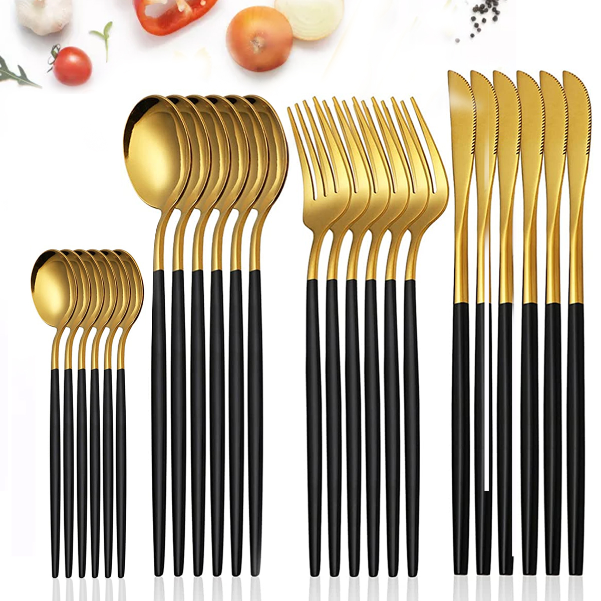 24Pcs Stainless Steel Dinnerwa – обзор и цена Gold Plated Cutlery