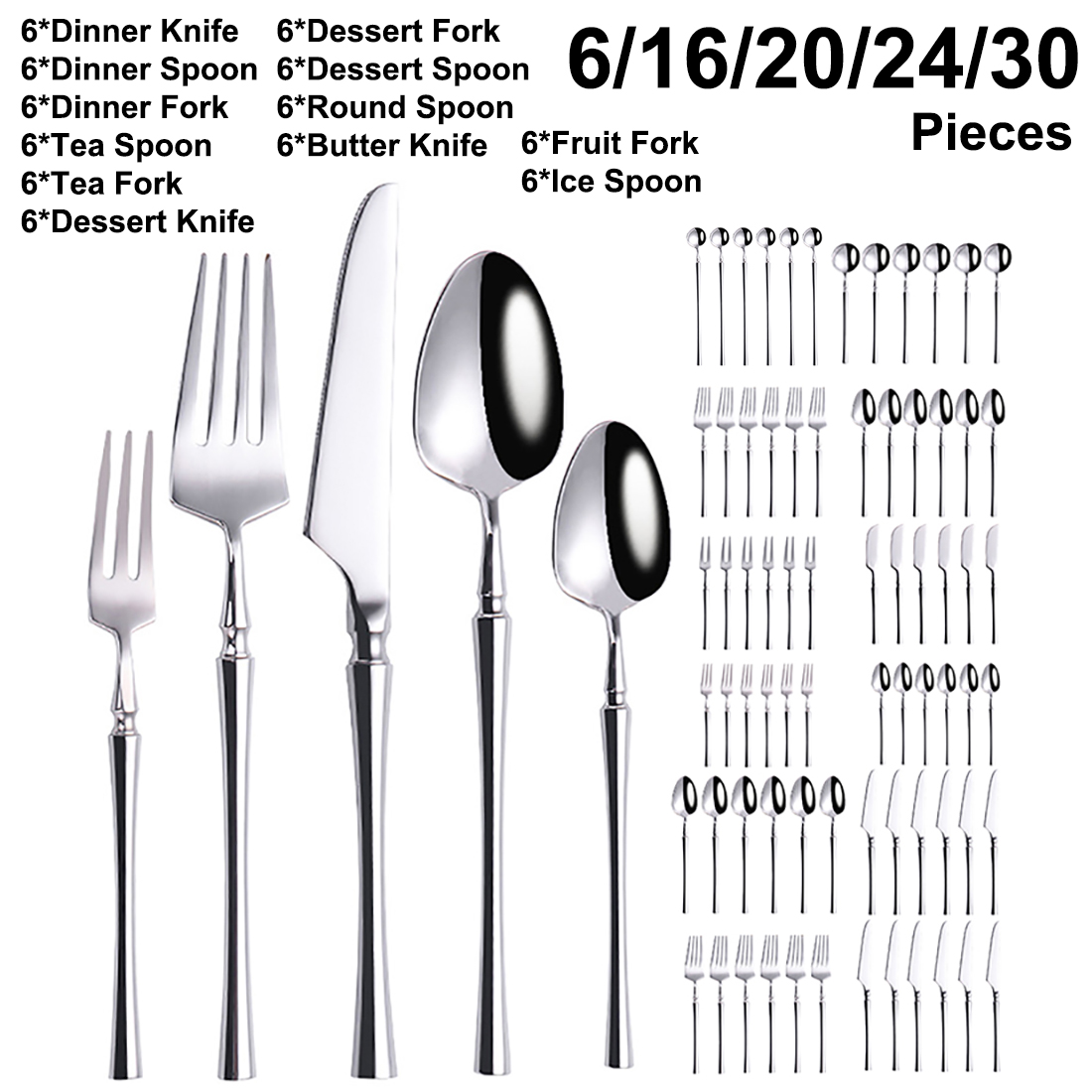 6/16/20/24/30Pcs Stainless Ste – обзор и цена Gold Plated Cutlery