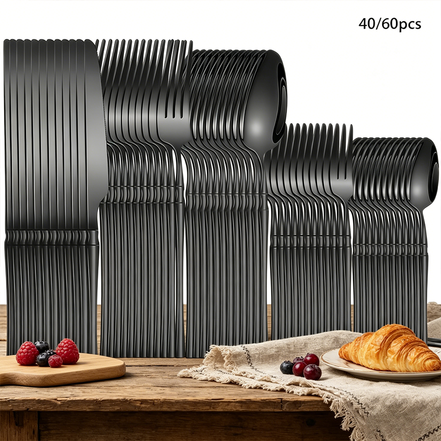 40/60-piece black stainless st – обзор и цена Gold Plated Cutlery