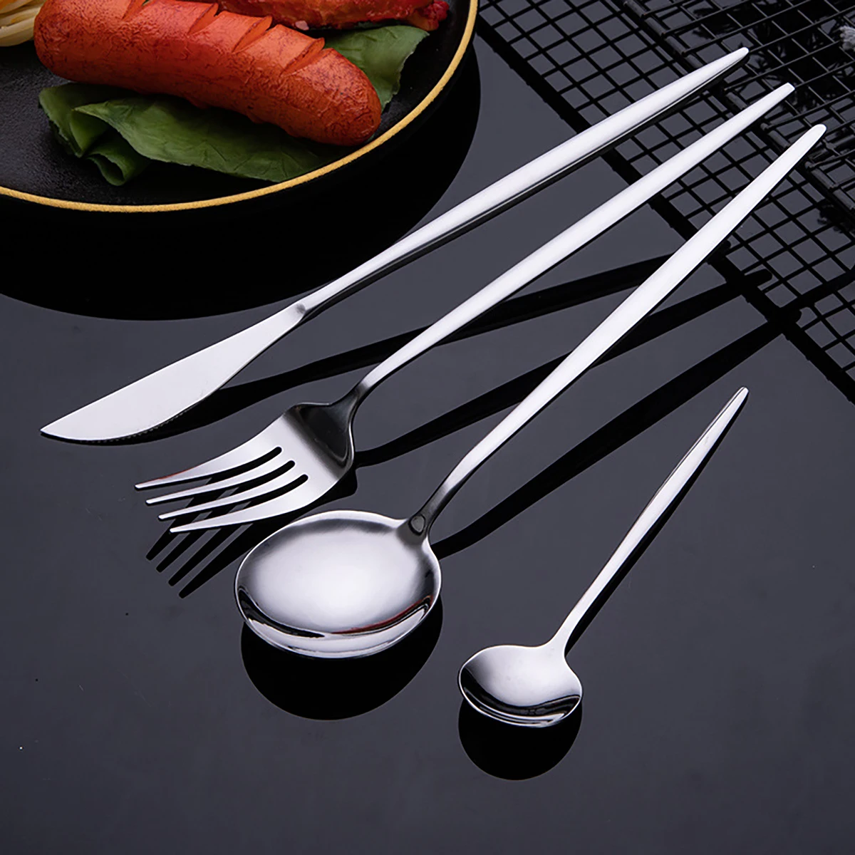 24pcs Gold Flatware Set Stainl – обзор и цена Gold Plated Cutlery