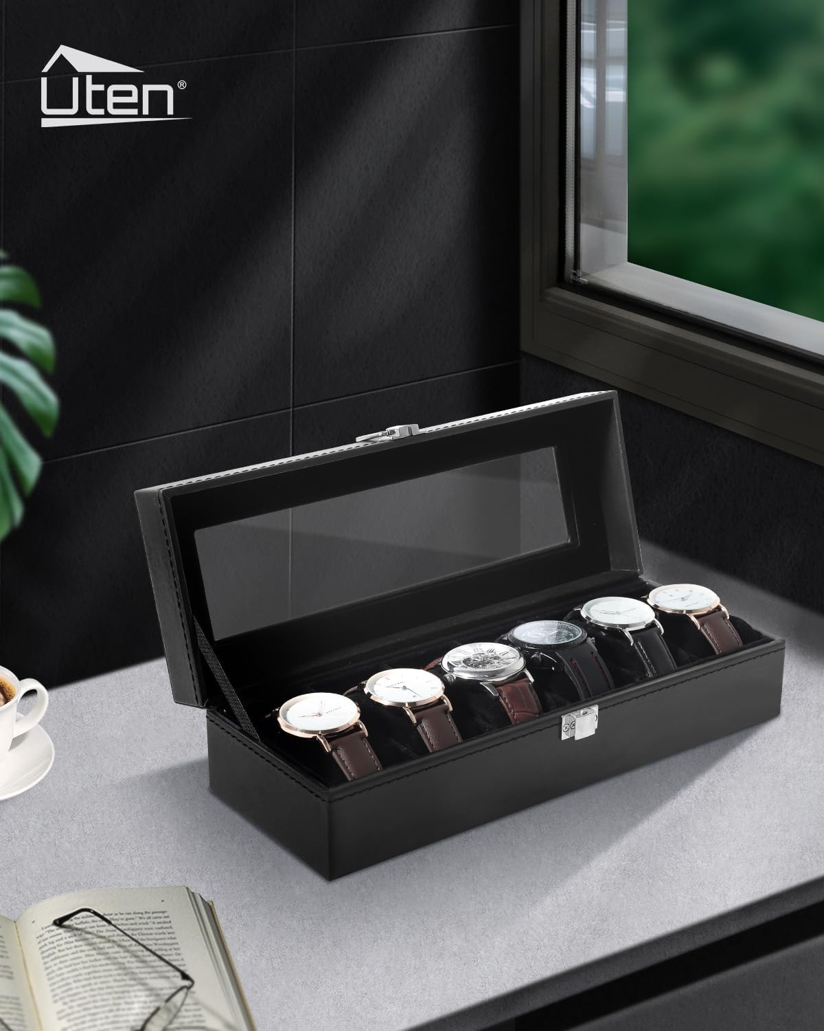 6 Slot Watch Box with Glass Li – обзор и цена Velvet Jewelry Box