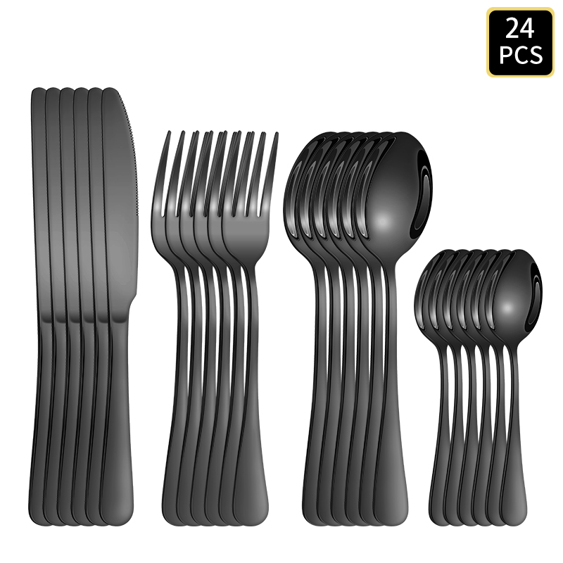 4/6/16/24pcs Black stainless s – обзор и цена Gold Plated Cutlery