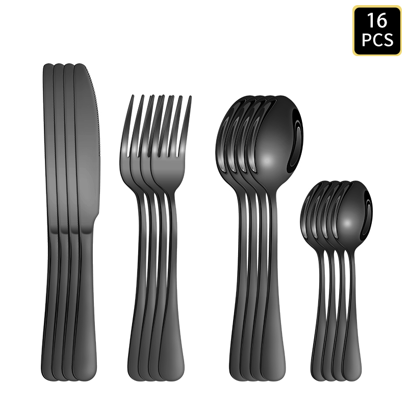 4/6/16/24pcs Black stainless s – обзор и цена Gold Plated Cutlery