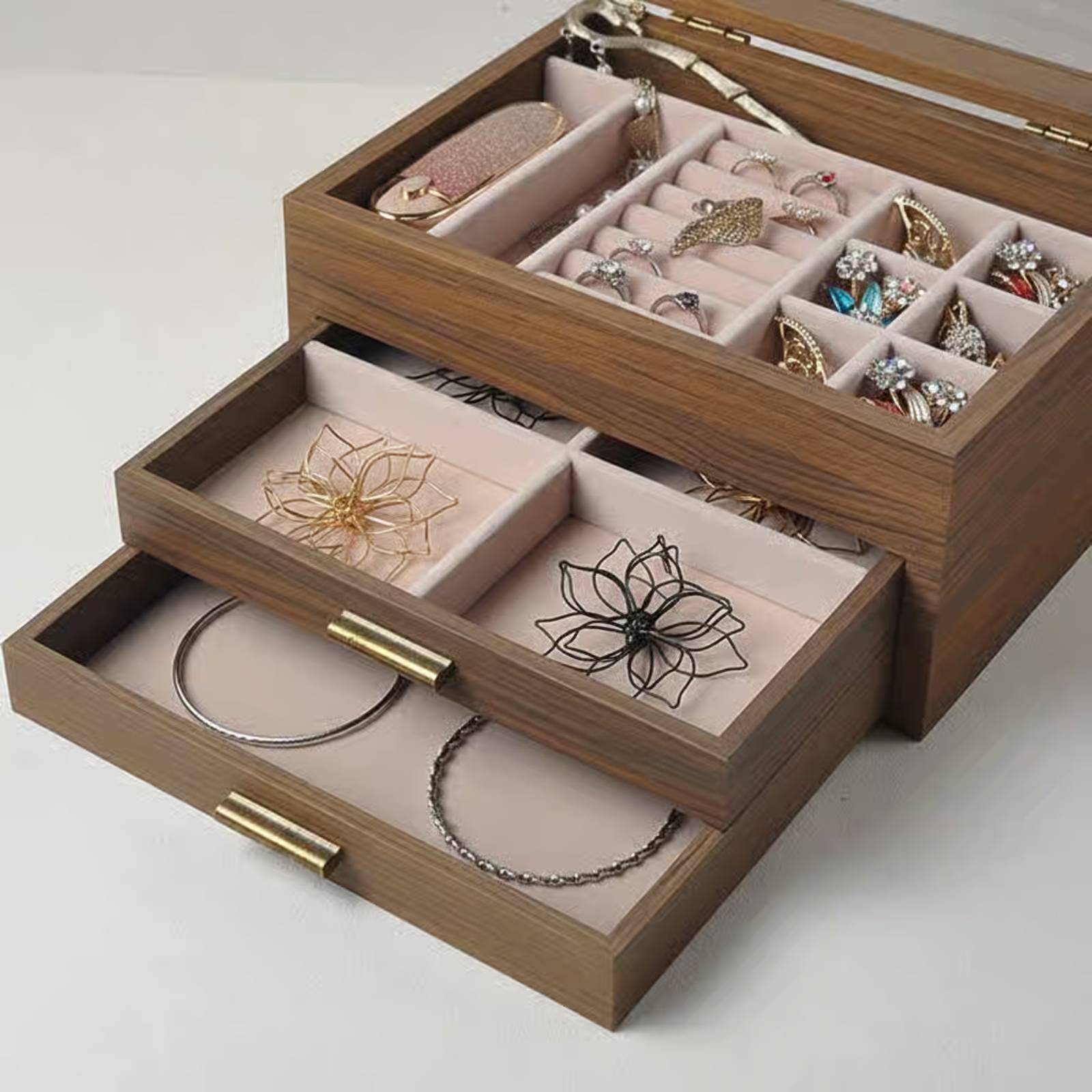 3-Tier Jewelry Organizer Gold  – обзор и цена Velvet Jewelry Box