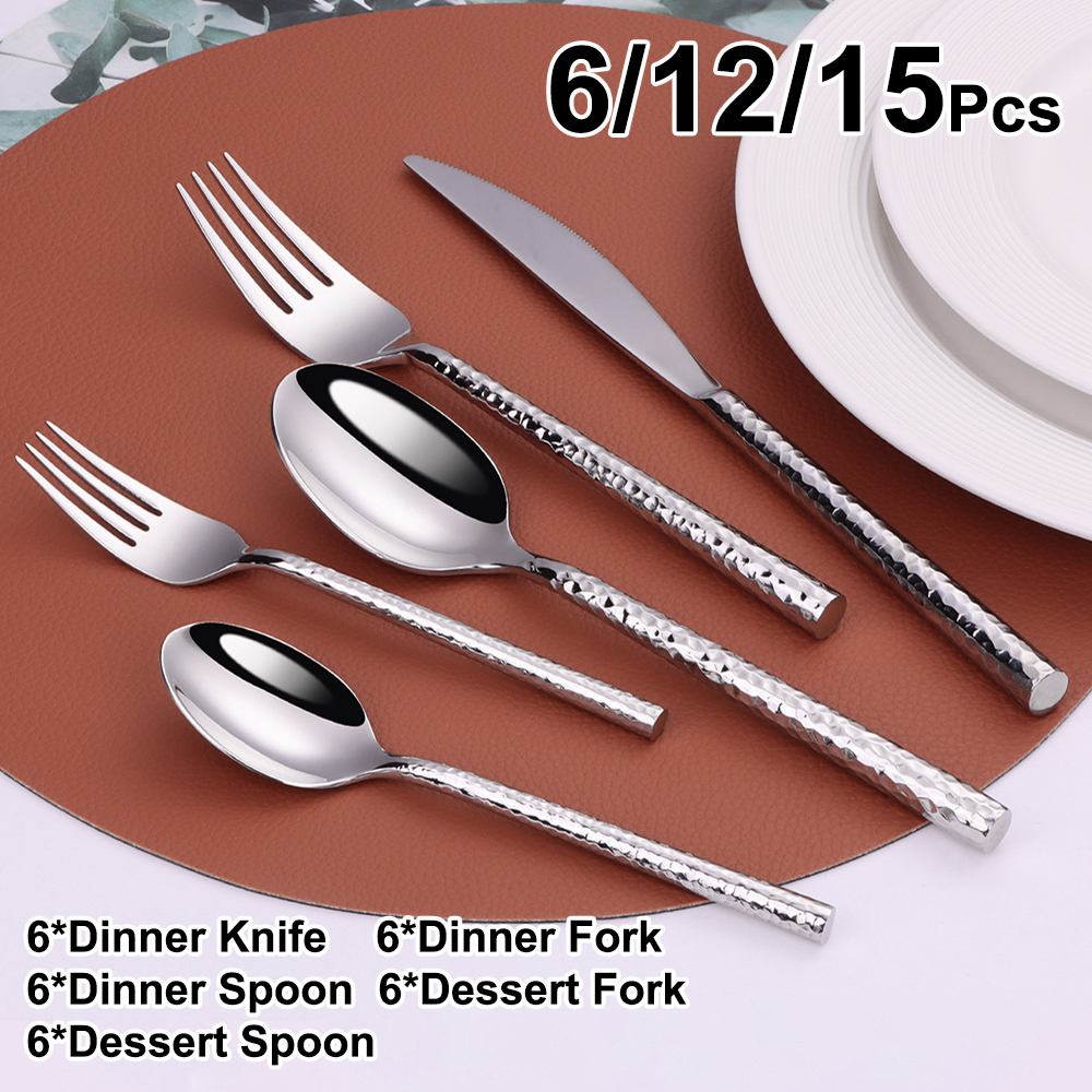6/12/15Pcs Sliver Heavy Cutler – обзор и цена Gold Plated Cutlery