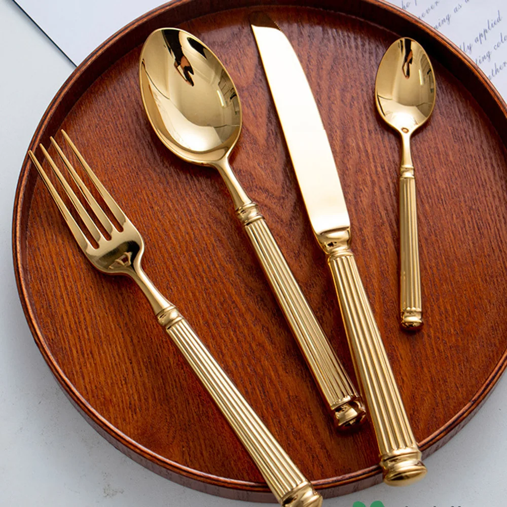 4pcs Bright 18/10 Stainless St – обзор и цена Gold Plated Cutlery