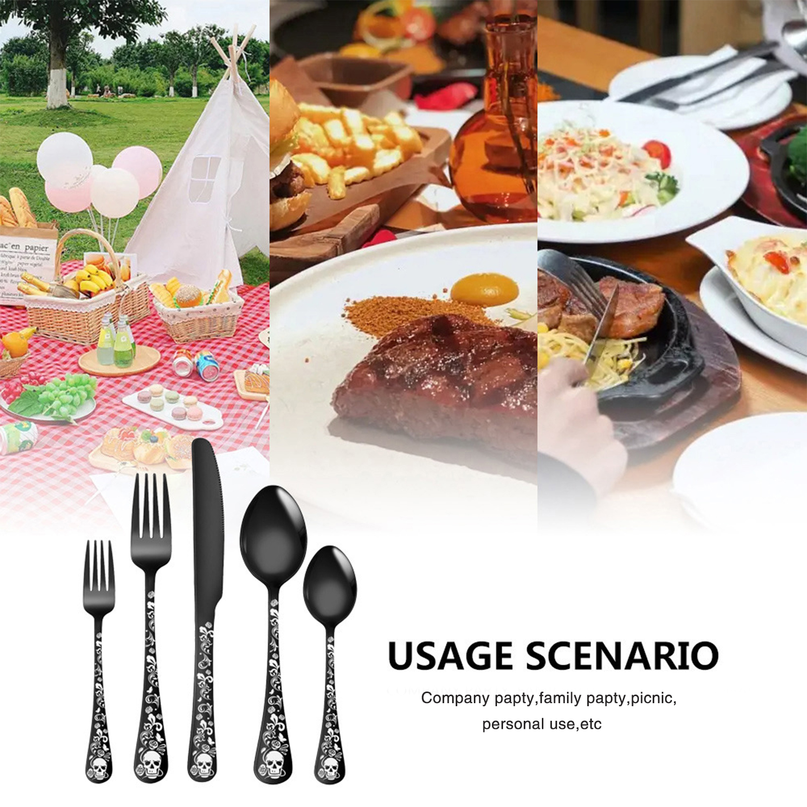 5pcs Skull Pattern Stainless S – обзор и цена Gold Plated Cutlery