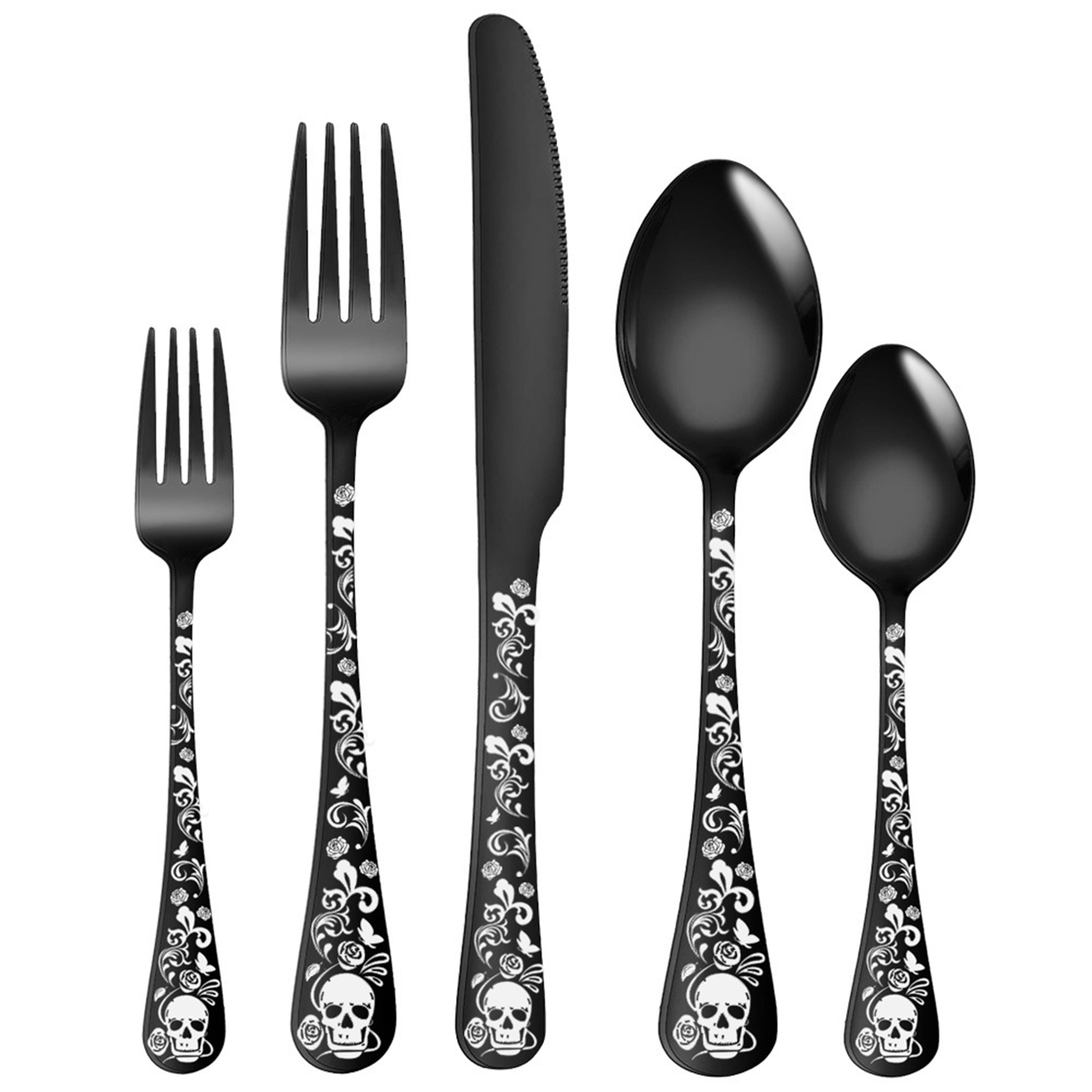 5pcs Skull Pattern Stainless S – обзор и цена Gold Plated Cutlery