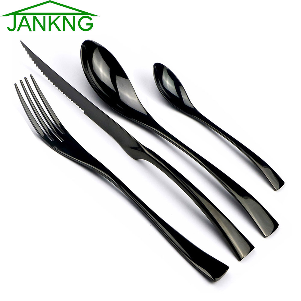 JANKNG 4-Pcs 18/10 Stainless S – обзор и цена Gold Plated Cutlery