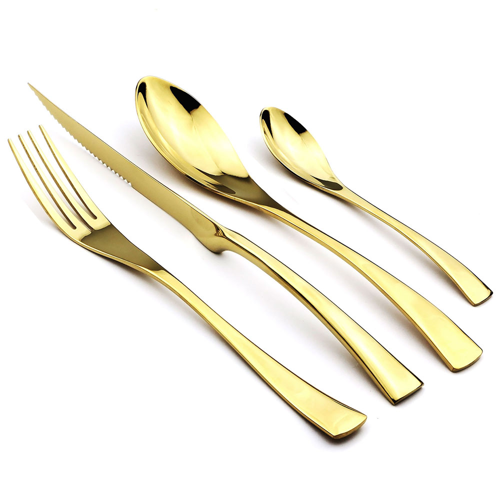 JANKNG 4-Pcs 18/10 Stainless S – обзор и цена Gold Plated Cutlery