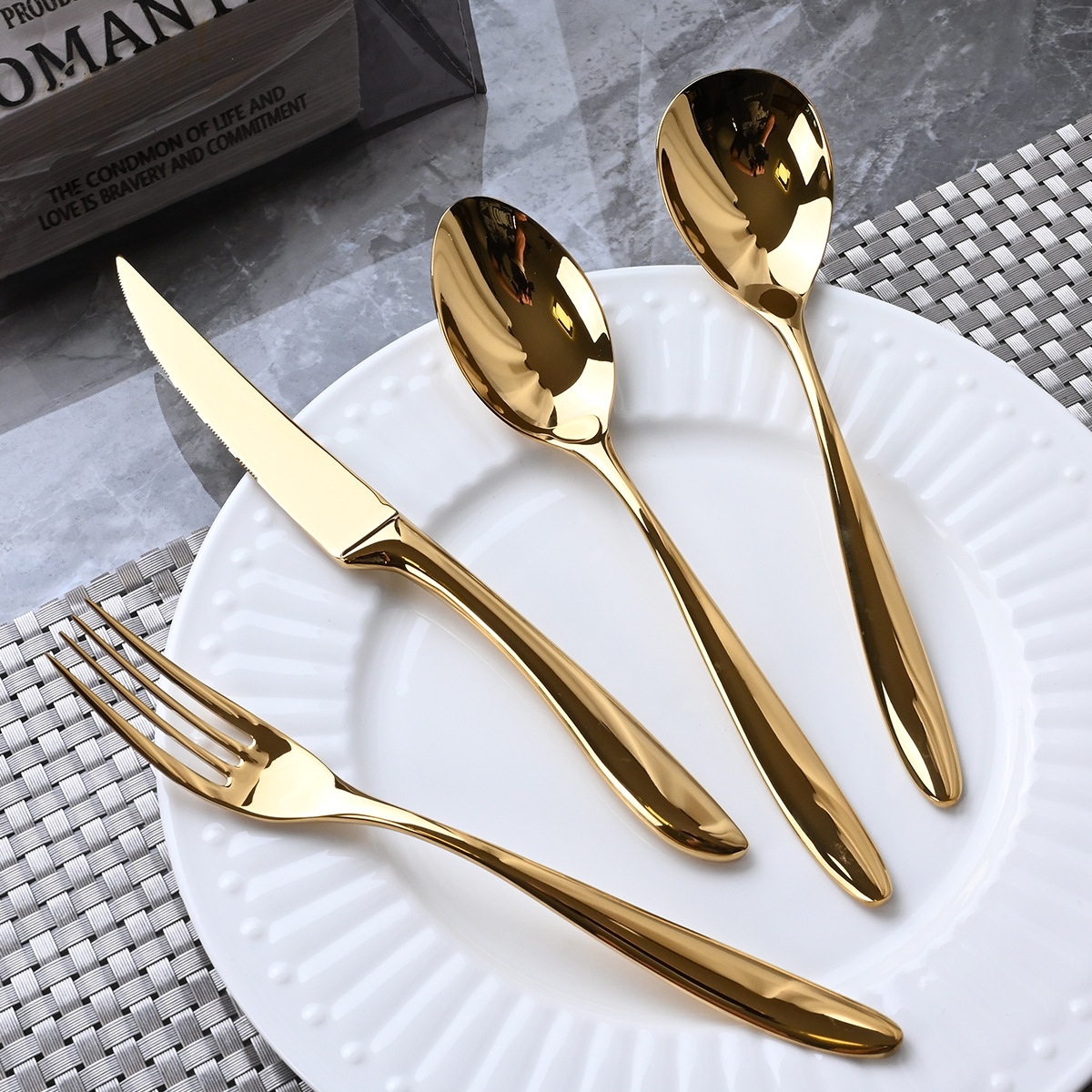 6Pcs 304 Stainless Steel Flatw – обзор и цена Gold Plated Cutlery