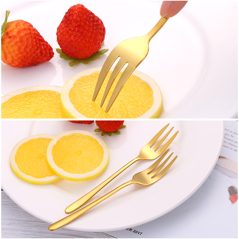 1/4/5/6Pcs Tea Forks Fruit For – обзор и цена Gold Plated Cutlery