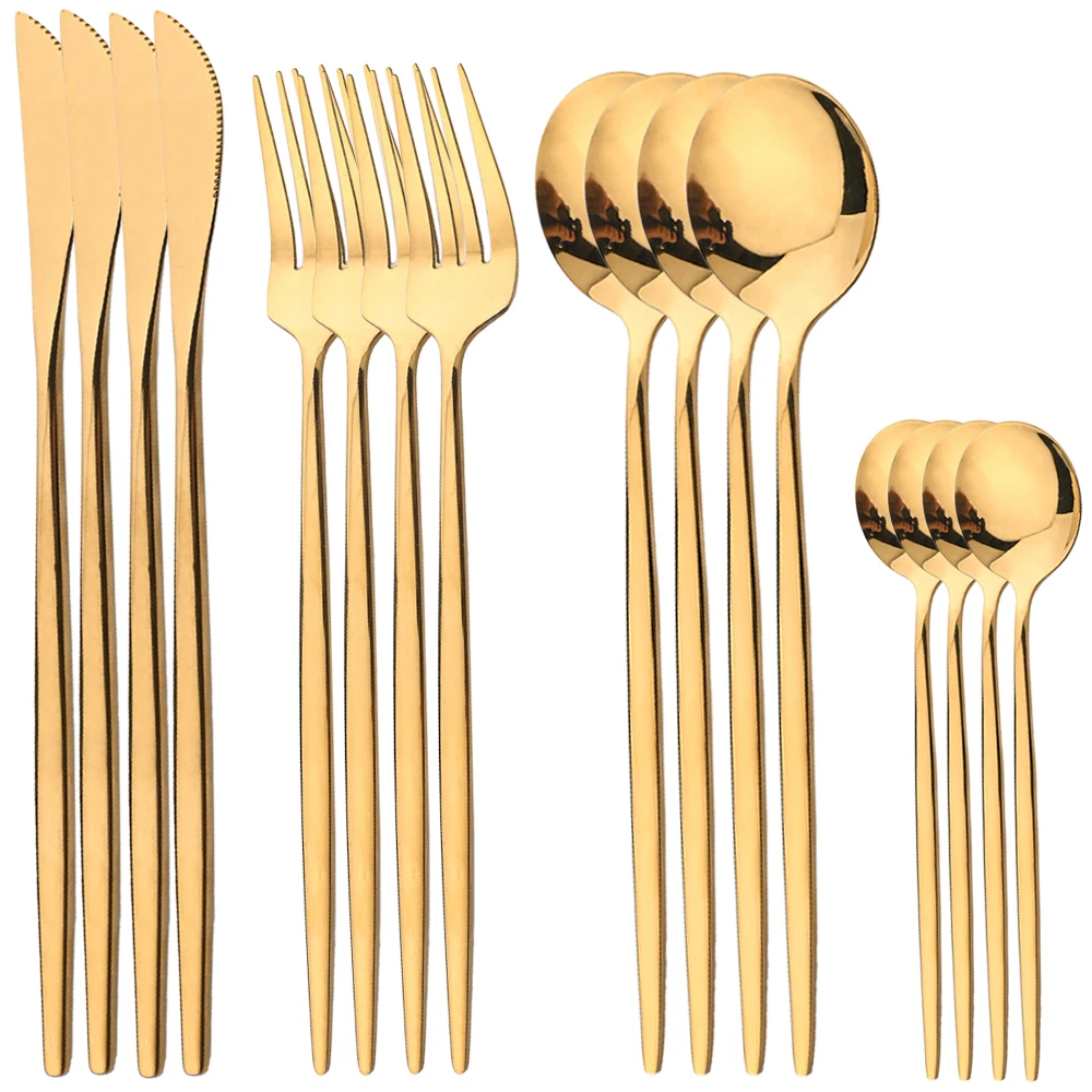 16Pcs Gold Dinnerware Stainles – обзор и цена Gold Plated Cutlery