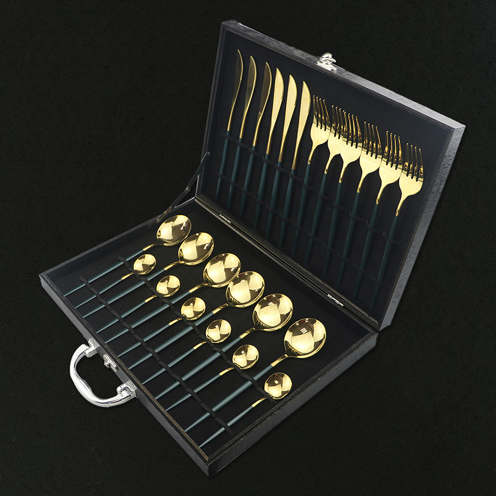 24Pcs Colorful Dinnerware Set  – обзор и цена Gold Plated Cutlery
