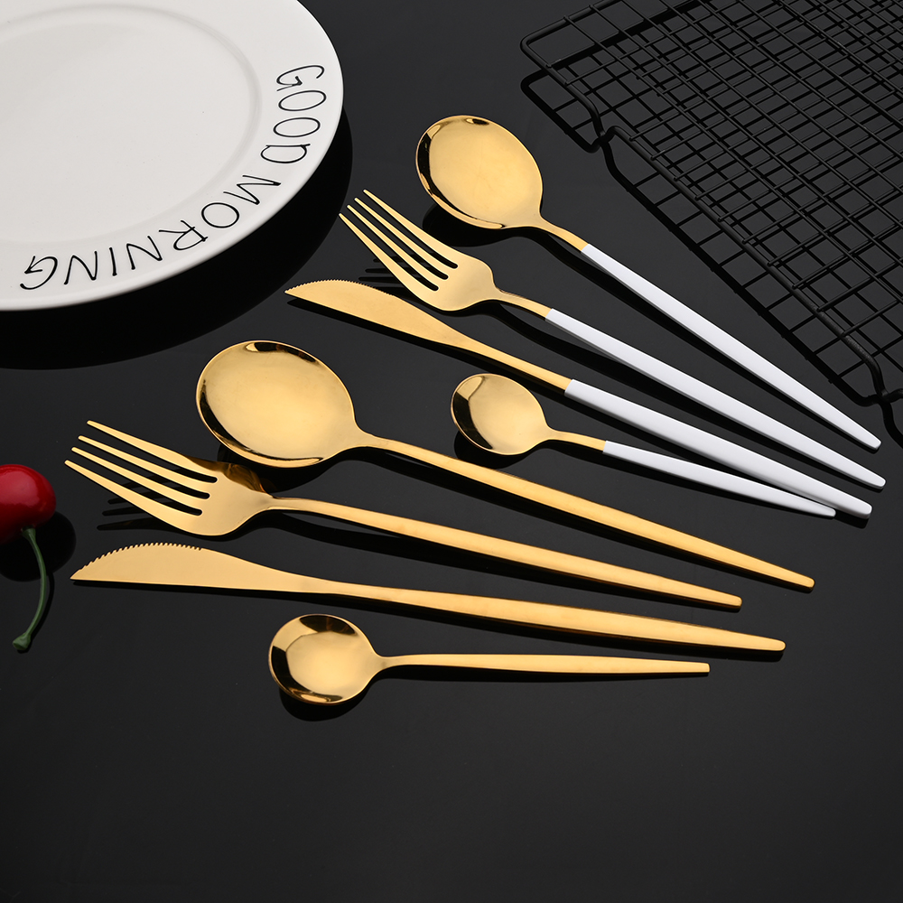 24Pcs Colorful Dinnerware Set  – обзор и цена Gold Plated Cutlery