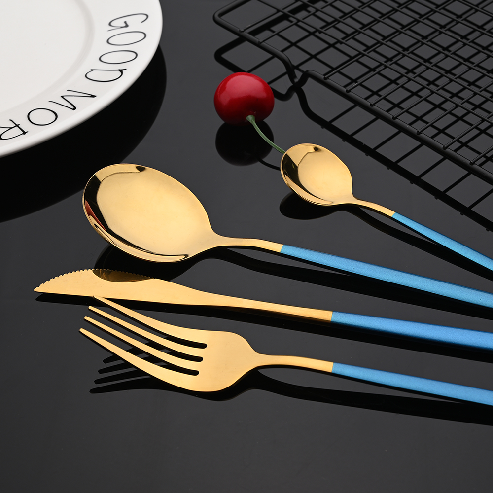 24Pcs Colorful Dinnerware Set  – обзор и цена Gold Plated Cutlery